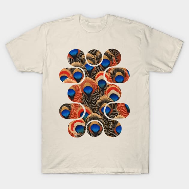 Abstract Shapes Peacock Feathers Pattern Design T-Shirt by craftydesigns